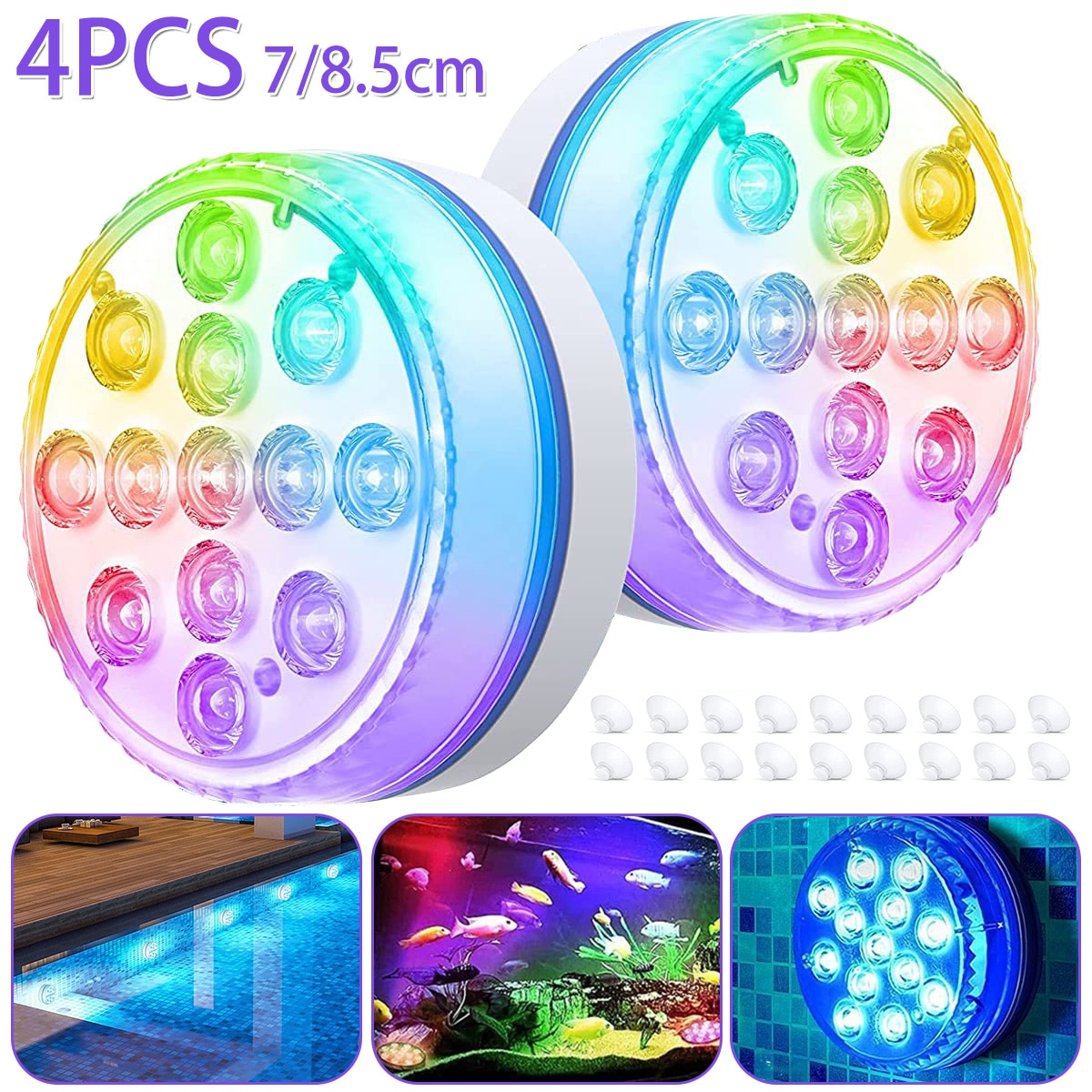 수중 풀 라이트 잠수정 LED 조명, 원격 IP68 13 LED 밝은 램프 RGB, 수영장 조명